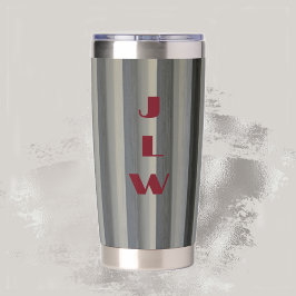 Smokey Grayモノクロストライプモノグラムの 保温保冷タンブラー