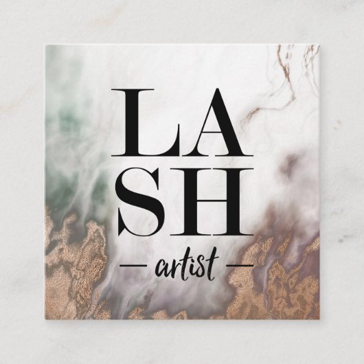 Smokey Marble LASH ARTISTビジネスカードテンプレート スクエア名刺 (正面)