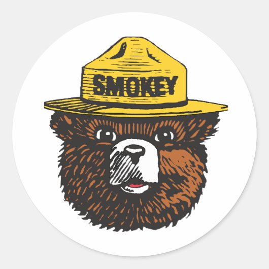 Smokey stickeer for campers and hikers ラウンドシール (正面)