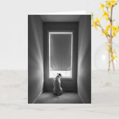 Smokey's Place (dog by window) 空白の Greeting Card カード (黄色い花)