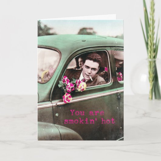 Smokinの熱いレトロのヴィンテージのデジタル芸術、バレンタイン シーズンカード (正面)