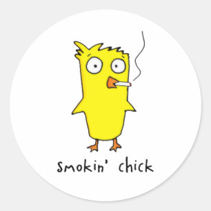 Smokinの」ひよこのステッカー ラウンドシール