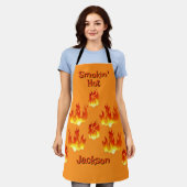 Smokin Hot Orange and Red All-Over Print Apron エプロン (着用した状態)