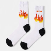 Smokin Hot Orange and Red Flames Personalized ソックス (左)