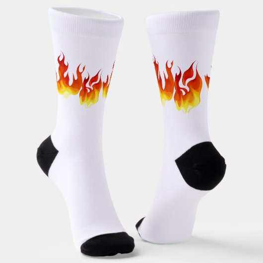Smokin Hot Orange and Red Flames Personalized ソックス (傾斜あり)