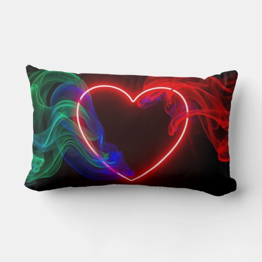 Smokin' Red Hot Valentine Hearts on a Throw Pillow ランバークッション (裏面)