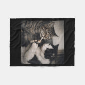 Smoking Cat Cigarette Kitten Funny Meme Stupid フリースブランケット (正面(横))