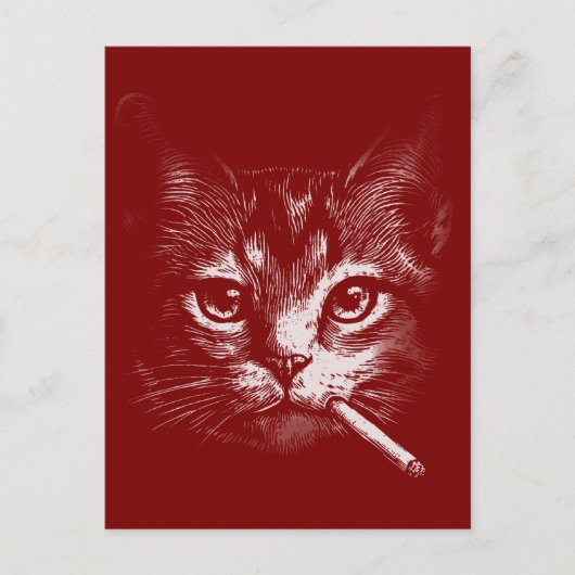 Smoking Cat Funny ポストカード (正面)