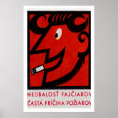 Smoking Devil Ram Matchbox Art Print, Czech ポスター (正面)
