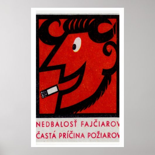 Smoking Devil Ram Matchbox Art Print, Czech ポスター (正面)
