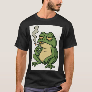 Smoking Frog Cartoon T-Shirt Funny Chill Frog Art Tシャツ