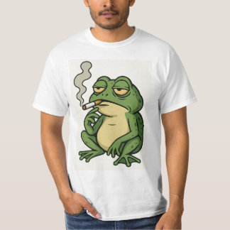 Smoking Frog Cartoon T-Shirt Funny Chill Frog Art Tシャツ