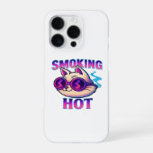 Smoking Hot | Funny Neon Cat Retro iPhoneケース (裏面)