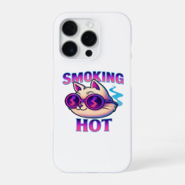 Smoking Hot | Funny Neon Cat Retro iPhone 16 Proケース