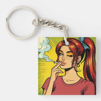 Smoking lovers | Pop art | Girl Stoner | Cigarette キーホルダー