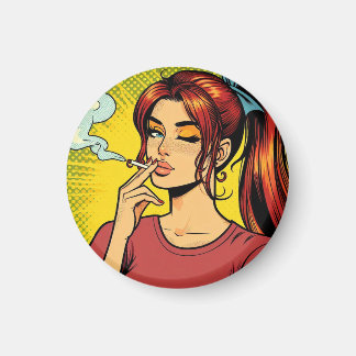 Smoking lovers | Pop art | Girl Stoner | Cigarette マグネット