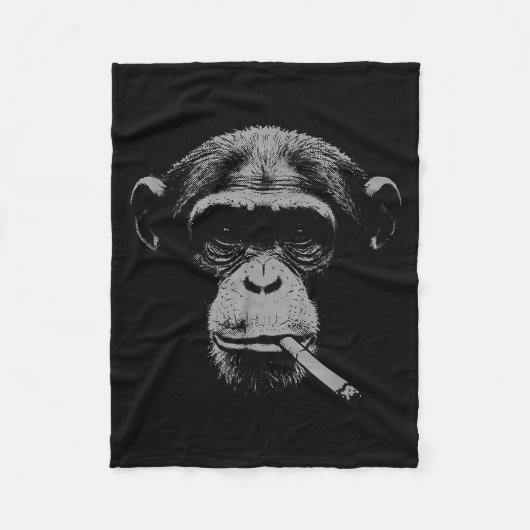 Smoking meme monkey for men women monkey smokingSm フリースブランケット (正面)