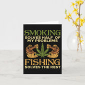 Smoking Solves Problems Fishing Weed Stoner Pot  カード (黄色い花)