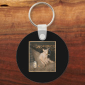 Smoking Sphynx Cat Meme Funny Illustration キーホルダー (正面)