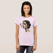 Smoking Woman Art with Heart Icon Face Tシャツ (正面フル)