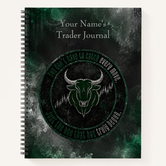 Smoky Emerald Bull Timing Quote Design ノートブック (正面)