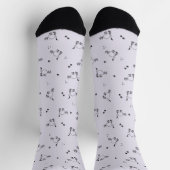 Smoky Lavender Cat Line Art Pattern Socks ソックス (上部)