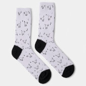 Smoky Lavender Cat Line Art Pattern Socks ソックス (右)