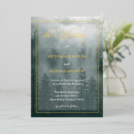 Smoky Mountain Wedding  箔招待状 (立ち正面)