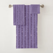 Smoky Plum Glitter Style Horizontal Stripes バスタオルセット (インサイチュ)