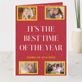 Smoky Red Gold Frame Holiday Cheer カード