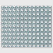 Smoky Teal Geometric Hearts Valentine Gift ラッピングペーパー (フラット)