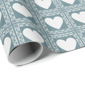 Smoky Teal Geometric Hearts Valentine Gift ラッピングペーパー (ロールコーナー)