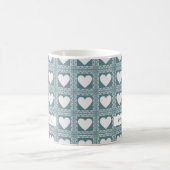 Smoky Teal Geometric Hearts Valentine’s Gift コーヒーマグカップ (中央)