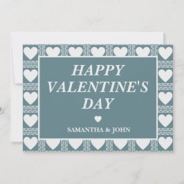 Smoky Teal Geometric Hearts Valentine’s Gift シーズンカード
