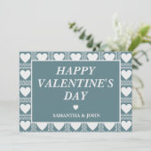 Smoky Teal Geometric Hearts Valentine’s Gift シーズンカード (スタンド正面)