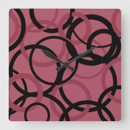 Smoky Topaz and Black Circles  スクエア壁時計