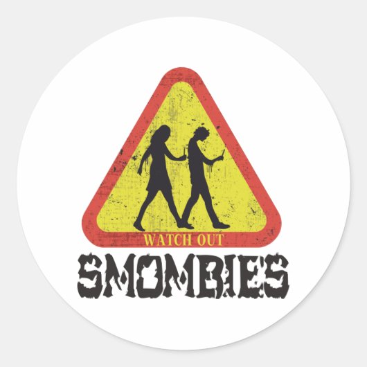 Smombiesに注意 ラウンドシール (正面)
