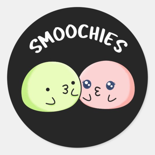 SMOOKIES おもしろい Mochpun Dark BG ラウンドシール (正面)