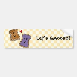 Smooshのピーナッツバターのゼリーの漫画のバンパーステッカー バンパーステッカー