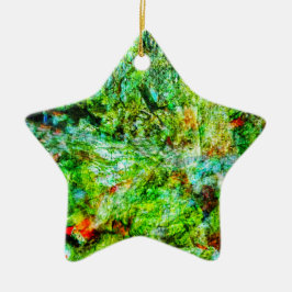 Smooth abstract ornament star,Yellow calming  セラミックオーナメント