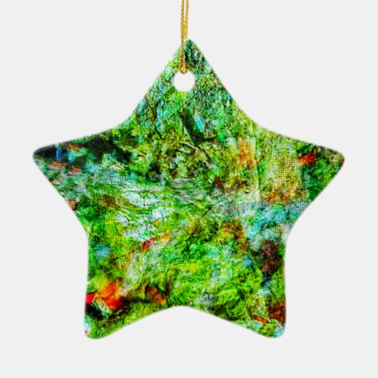 Smooth abstract ornament star,Yellow calming  セラミックオーナメント (正面)