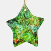 Smooth abstract ornament star,Yellow calming  セラミックオーナメント (左)