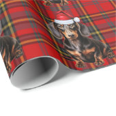 Smooth Coat Dachshund Red Holiday Plaid Christmas ラッピングペーパー (ロールコーナー)