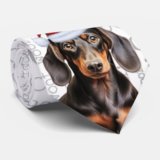 Smooth Coat Dachshund Woof Christmas Dog Lover ネクタイ (ロール)