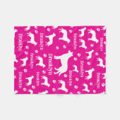 Smooth Collie Personalized Dog Blanket Bright Pink フリースブランケット (正面(横))