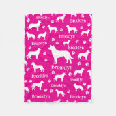 Smooth Collie Personalized Dog Blanket Bright Pink フリースブランケット (正面)