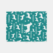 Smooth Collie Personalized Dog Blanket Deep Teal フリースブランケット (正面(横))