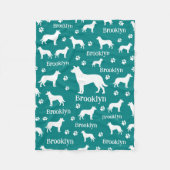 Smooth Collie Personalized Dog Blanket Deep Teal フリースブランケット (正面)