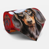 Smooth Dachshund Dog Lover Holiday Plaid Christmas ネクタイ (ロール)