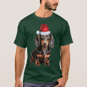 Smooth Dachshund Lover Funny Christmas Dog Holiday Tシャツ (正面)